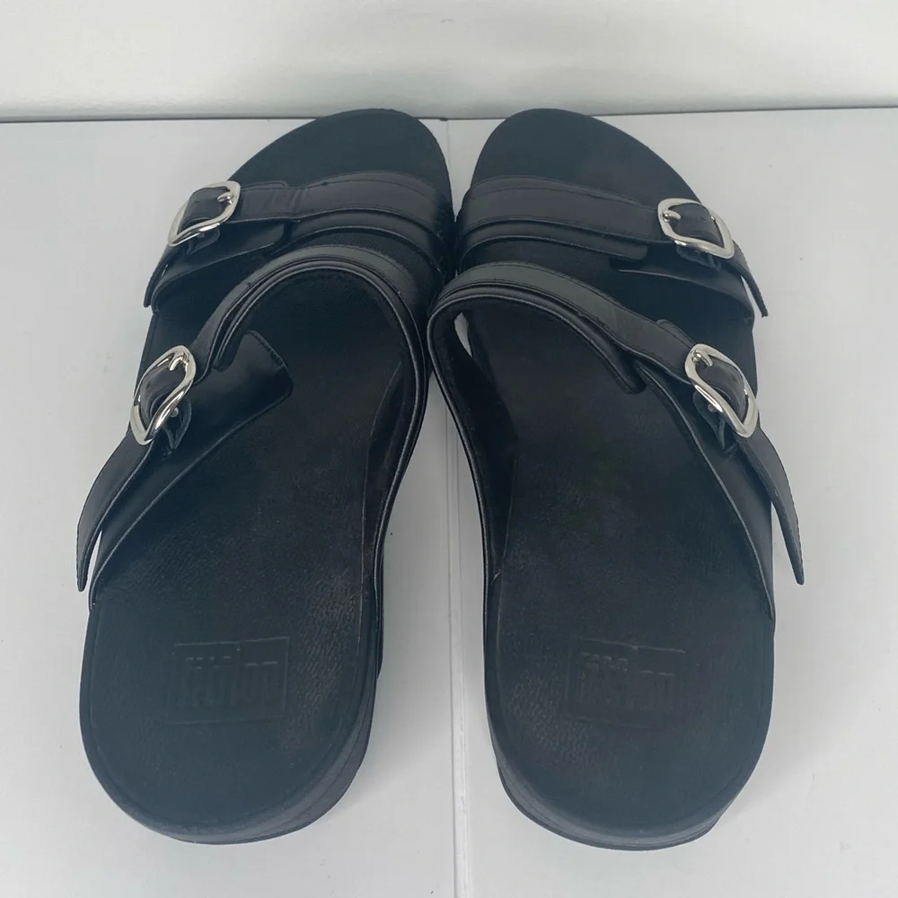 FITFLOPS Lulu Adjustable Leather Slides Sandals - Picture 4 of 6